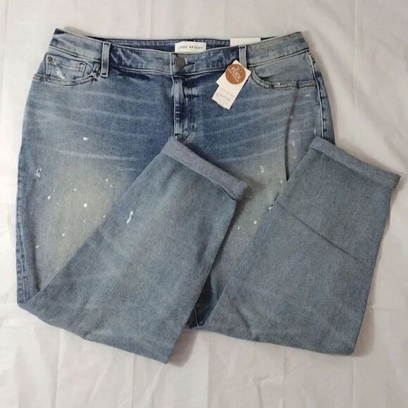 Lane Bryant Paint Splatter Distressed Boyfriend Jeans Plussize 14 NWT - Picture 5 of 16